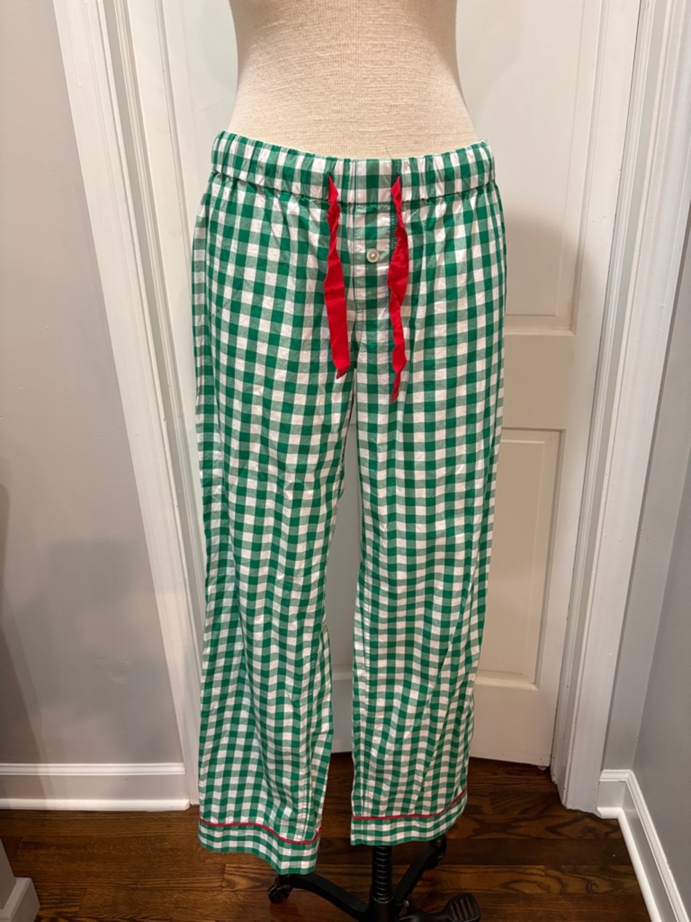 J Crew sz XS green and white gingham pajama set - Picture 6 of 10